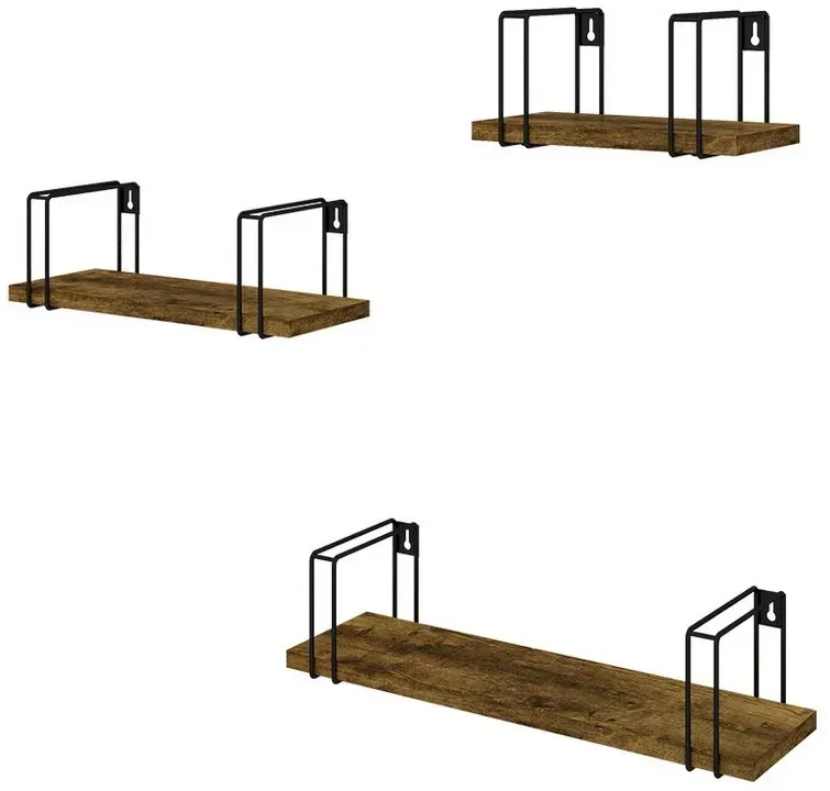 Wandregal Fyrk 3 Teile Antikholz-Optik 0 x 0 x 0 cm Schwarz
