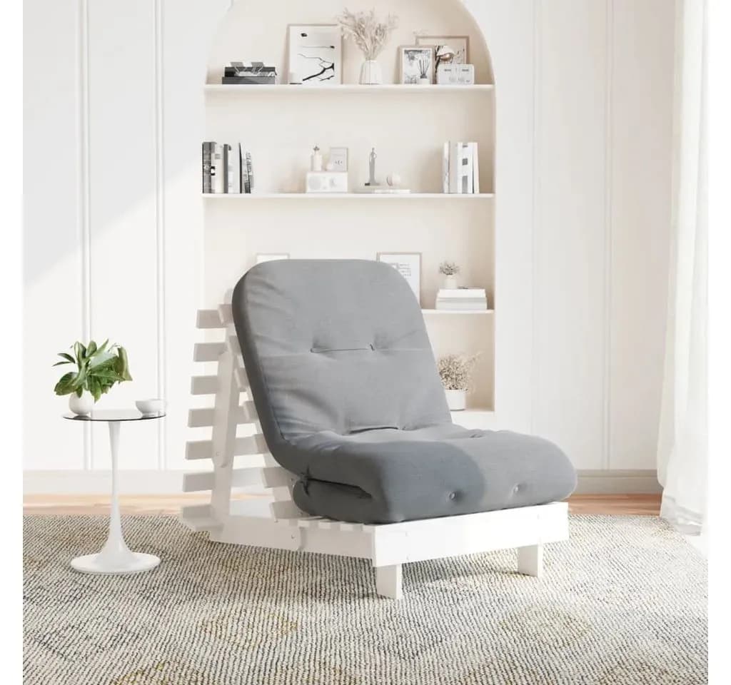 Futon Schlafsofa mit Matratze 2-Sitzer Weiß