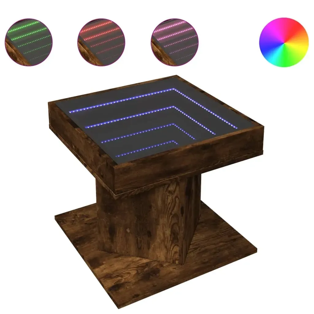 LED-Couchtisch Räuchereiche 50 x 50 x 45 cm