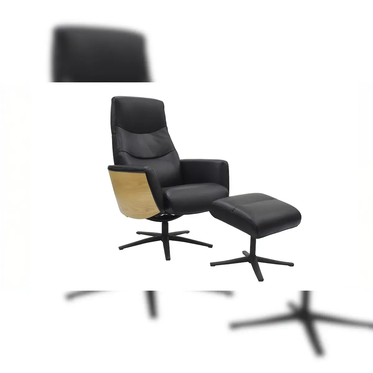 Relaxsessel VANITAS Leder 75 x 108 x 75 cm Schwarz mit Hocker