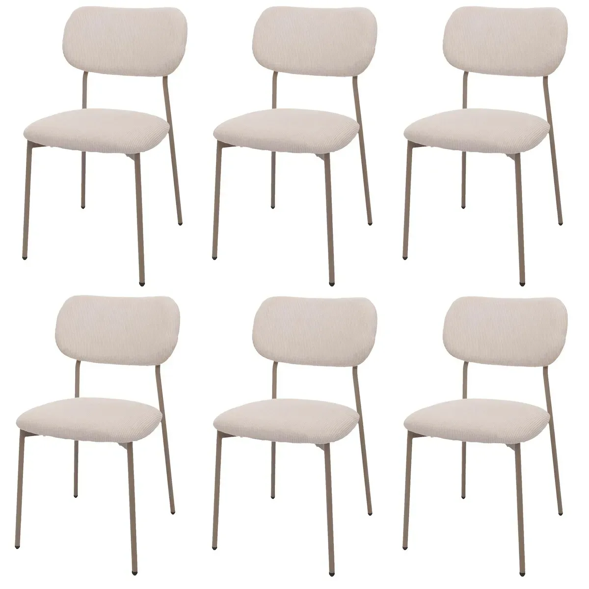Esszimmerstuhl HWC-O26 Cord beige 6er Set