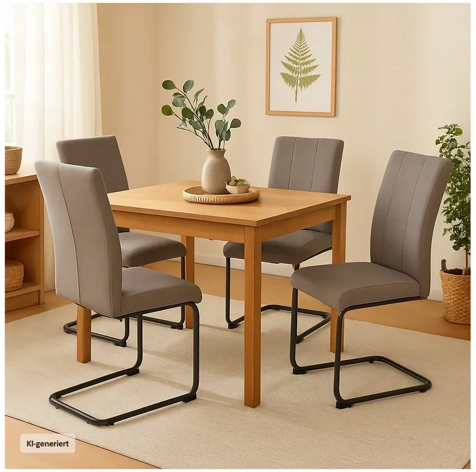 Esszimmerstuhl LennyP Polyester Braun 4er Set
