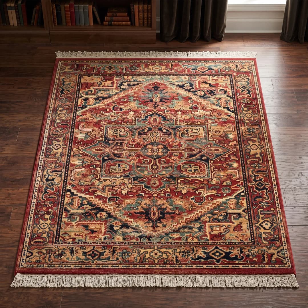 Saharna 2886 Wollteppich 120 x 150 cm Rot/Mehrfarbig