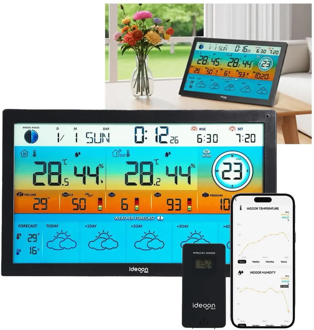 WLAN Funk Wetterstation mit XXL-Farb-Display Schwarz