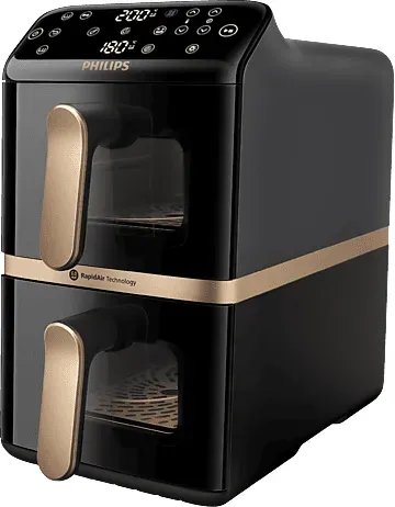 4000 Series Airfryer Stacked Dual Basket NA462/70 Dunkelgrau/Schwarz