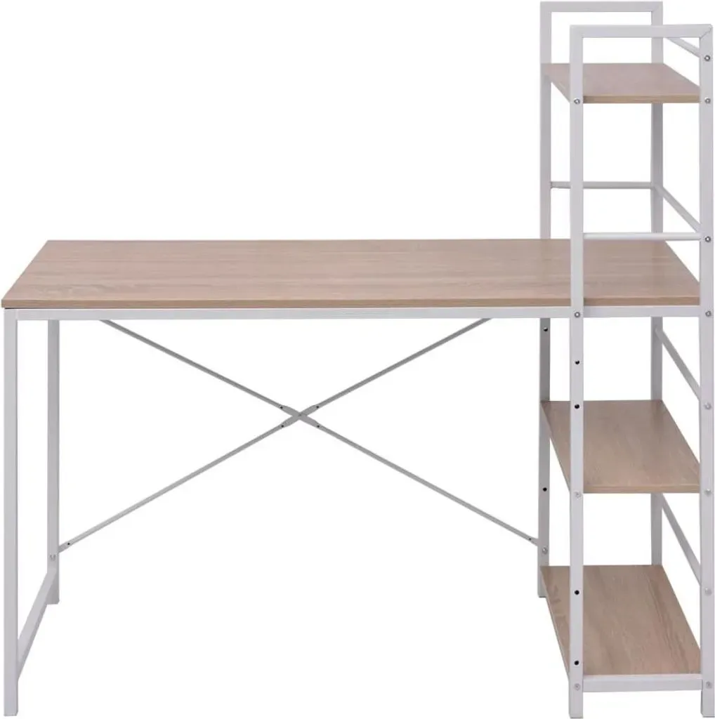 Schreibtisch mit Bücherregal mit 4 Böden Eiche