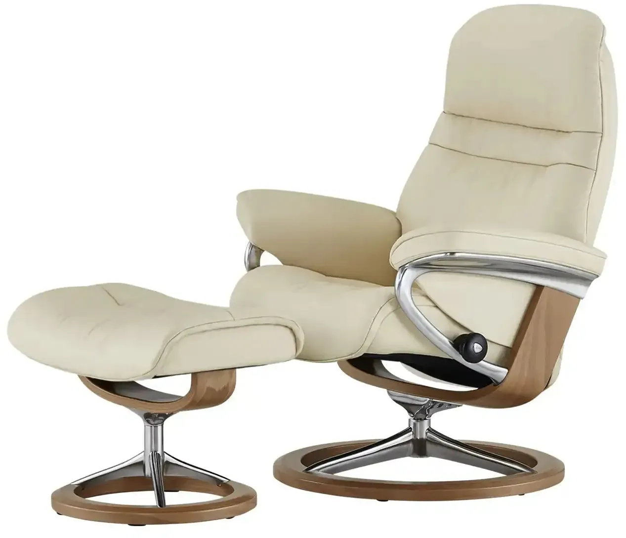 Relaxsessel Leder 83 x 105 x 74 cm creme mit Hocker