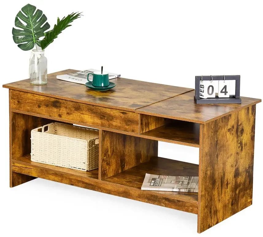 Aufklappbarer Couchtisch Braun Holz 110 x 50 cm