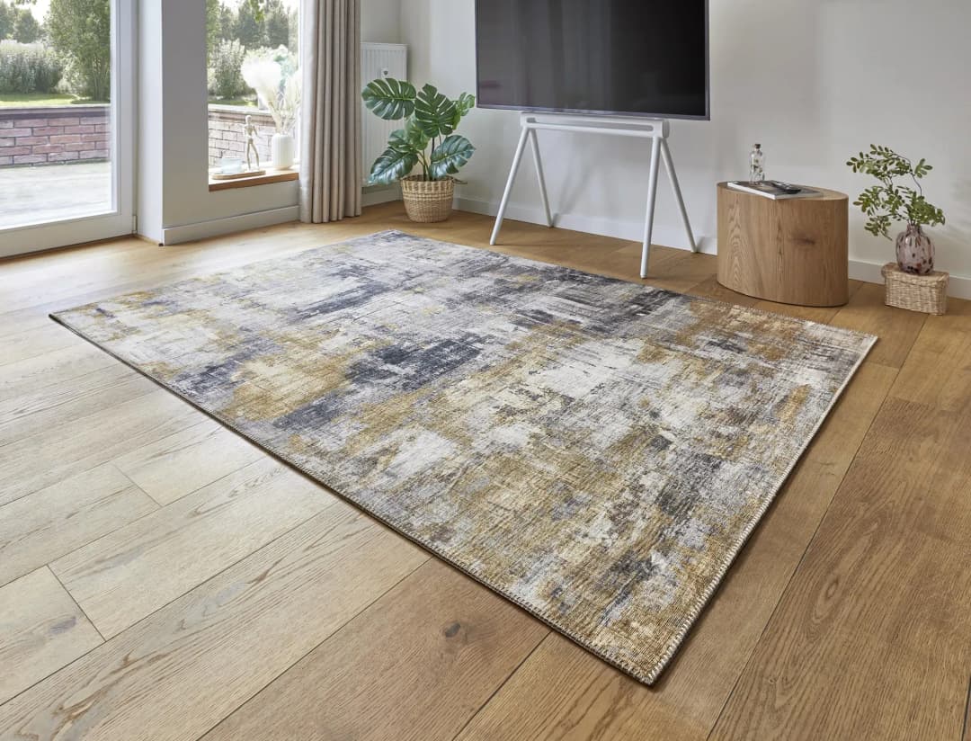 Prima Kurzflorteppich 160 x 230 cm Grau/Gelb