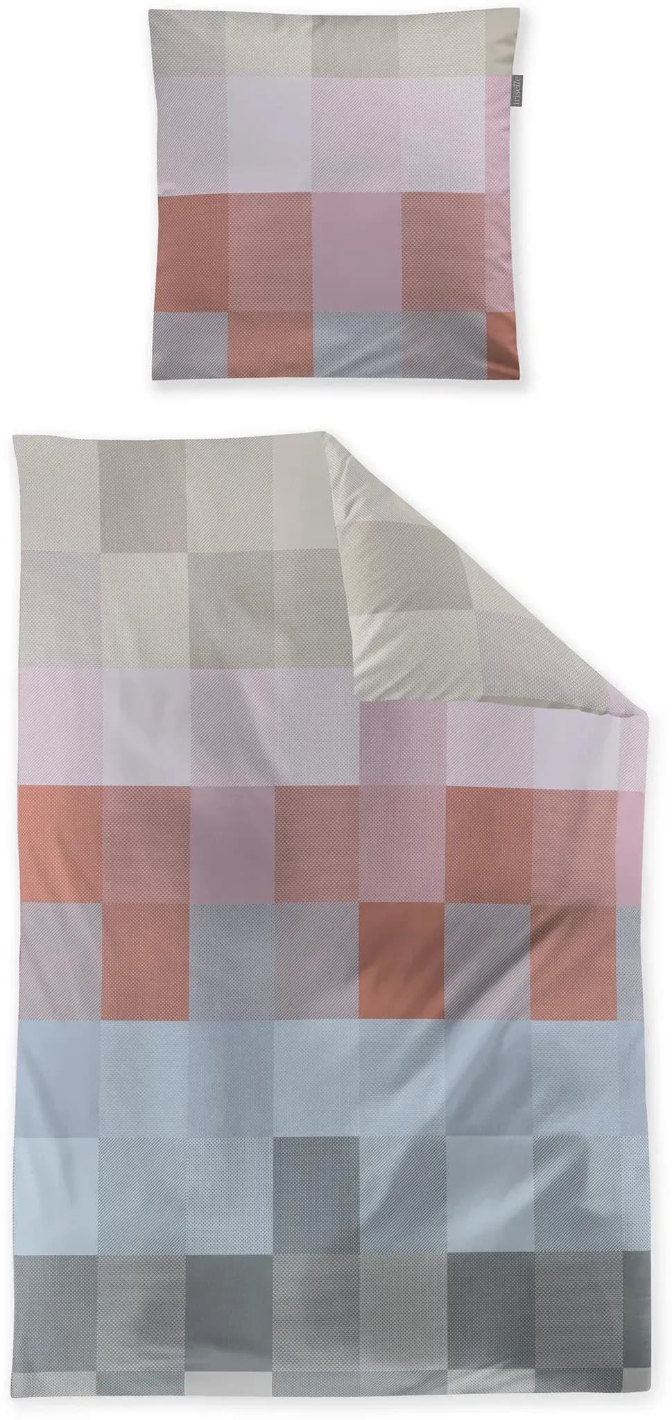 Wave 8695 grafisch Baumwolle Rot 135 x 200 cm + 80 x 80 cm