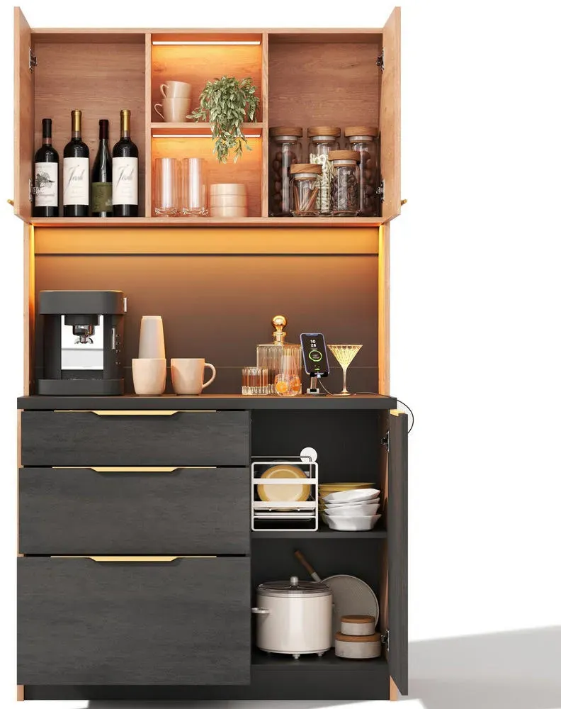 Hochschrank Küche 100 x 40 x 180 cm Schwarz