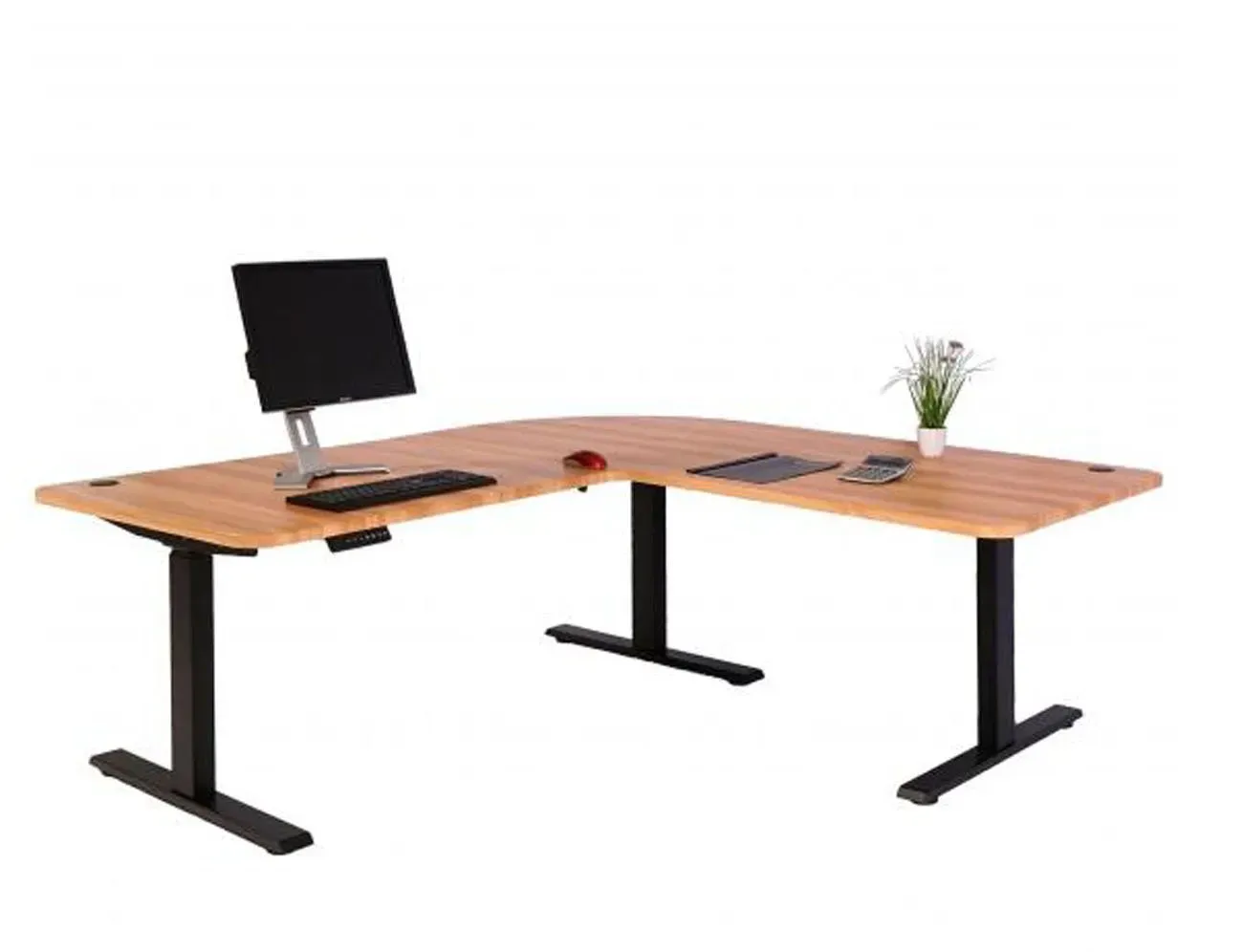 Eckschreibtisch HWC-D40 Eiche Nachbildung / Schwarz