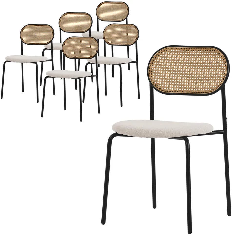 Esszimmerstuhl 6er Set Polyester beige