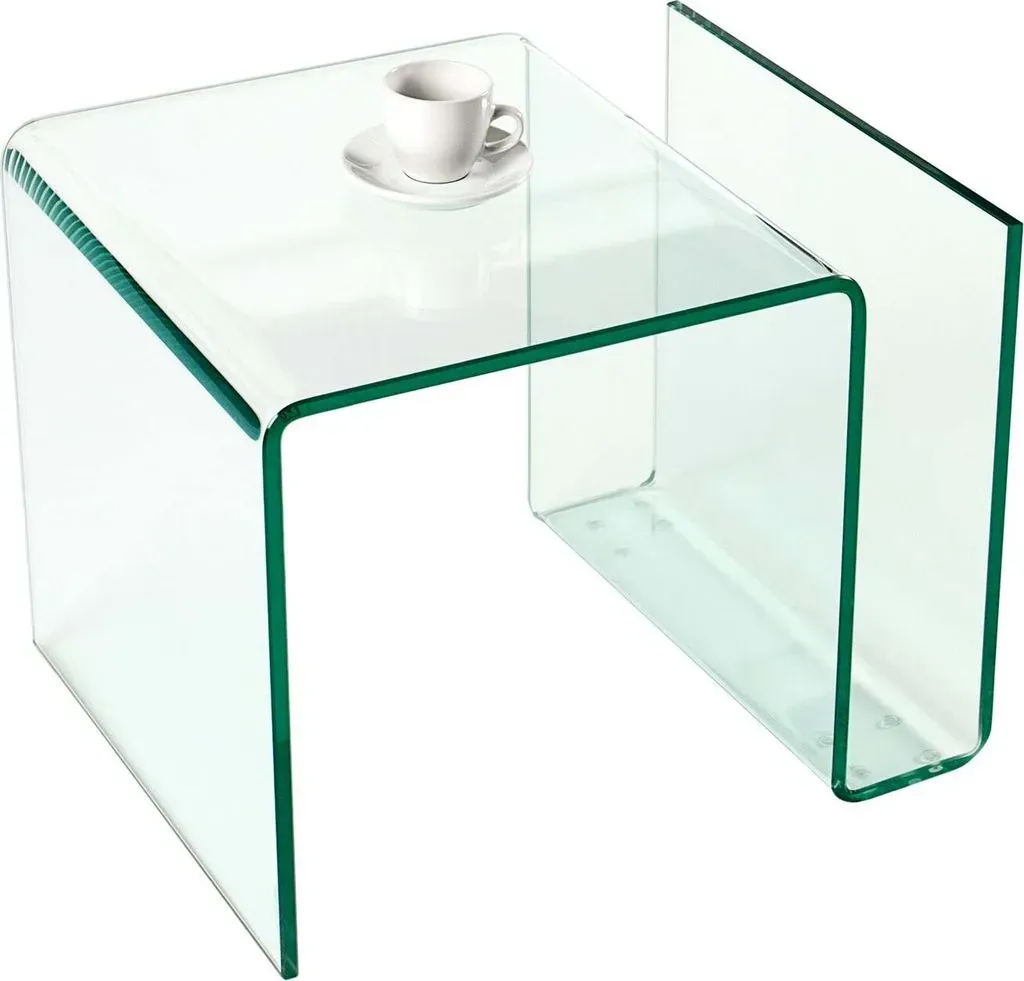 Couchtisch FANTOME 50cm Beistelltisch mit Ablage für Magazine transparent