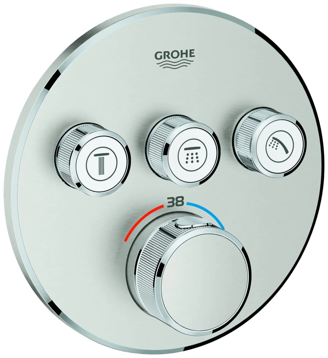 Grohtherm SmartControl Duschthermostat rund für 3 Verbraucher Supersteel 29121DC0