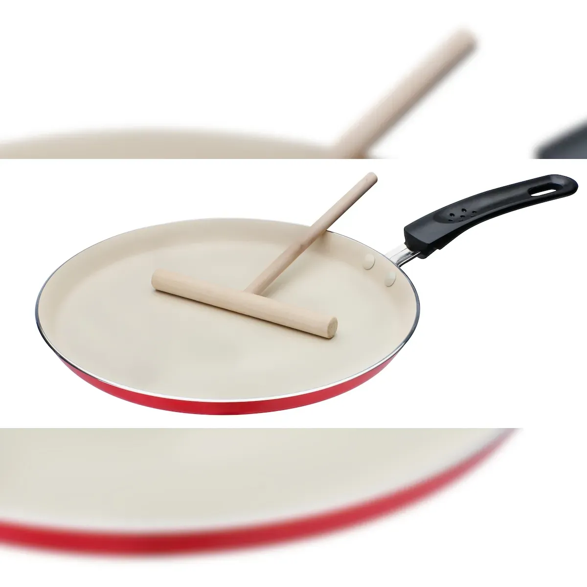 Crepespfanne 26 cm rot mit Teigverteiler
