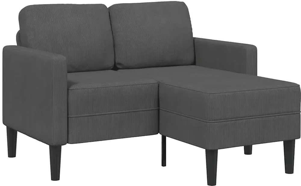 Sofa Leinen 2-Sitzer Dunkelgrau