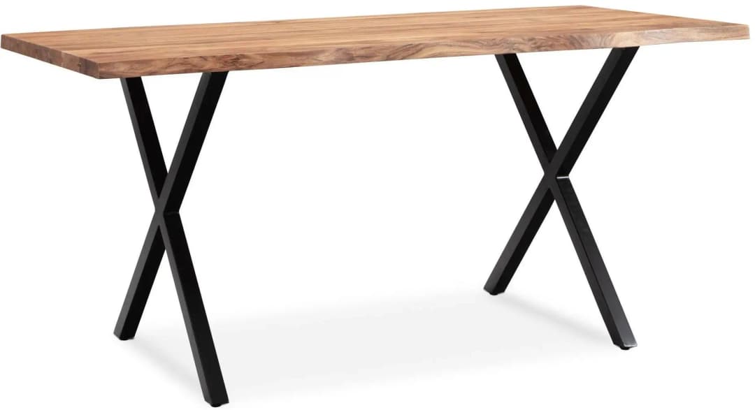 Schreibtisch 180 cm Akazie massiv / Schwarz