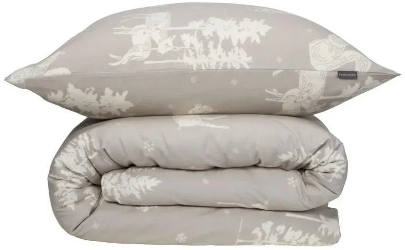 Nordic Winterprint Baumwolle Greige 135 x 200 cm + 80 x 80 cm