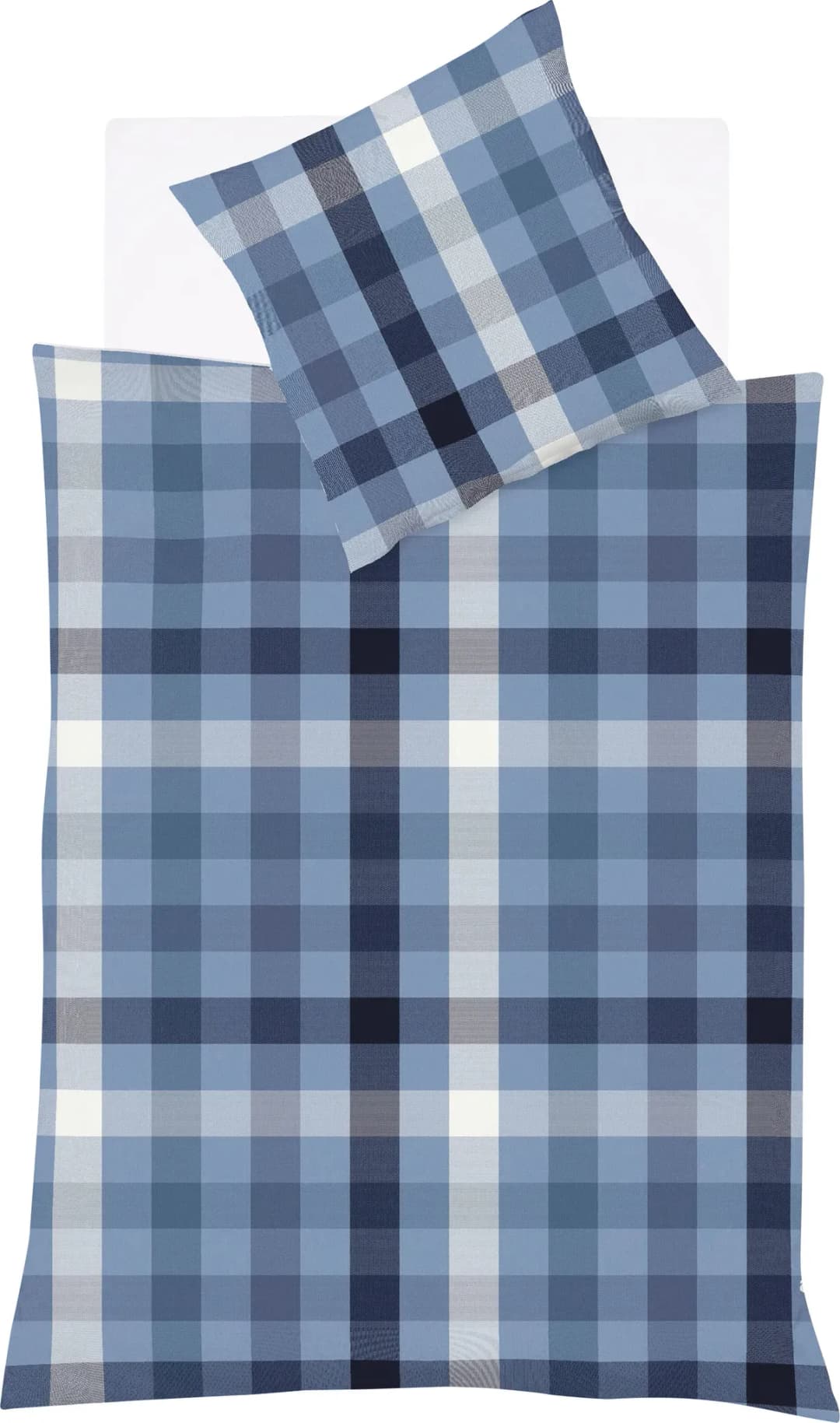 Lech Karo Flanell Blau 135 x 200 cm + 80 x 80 cm