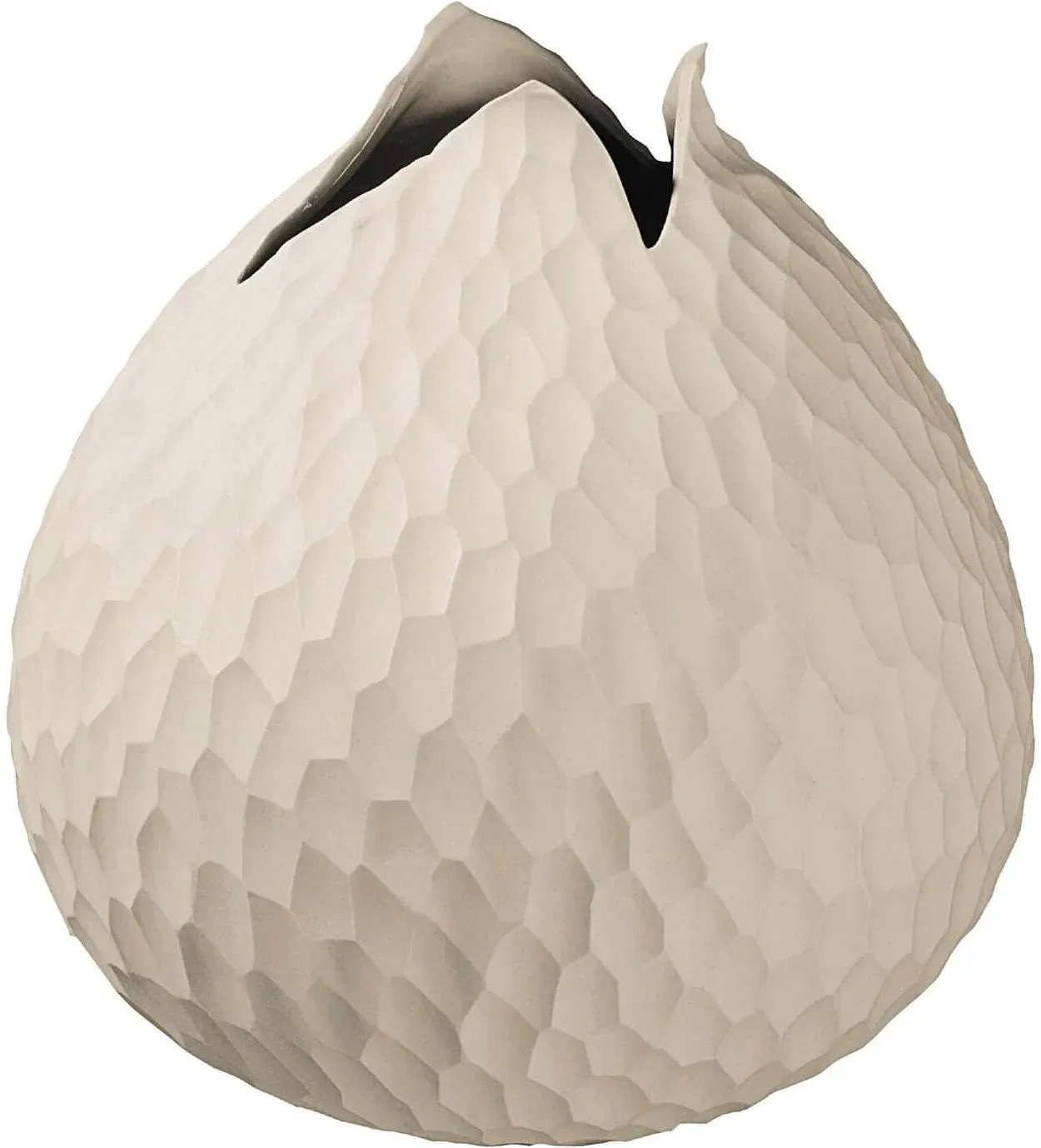Vase Yoko mit Relief 18 cm Keramik Beige Creme