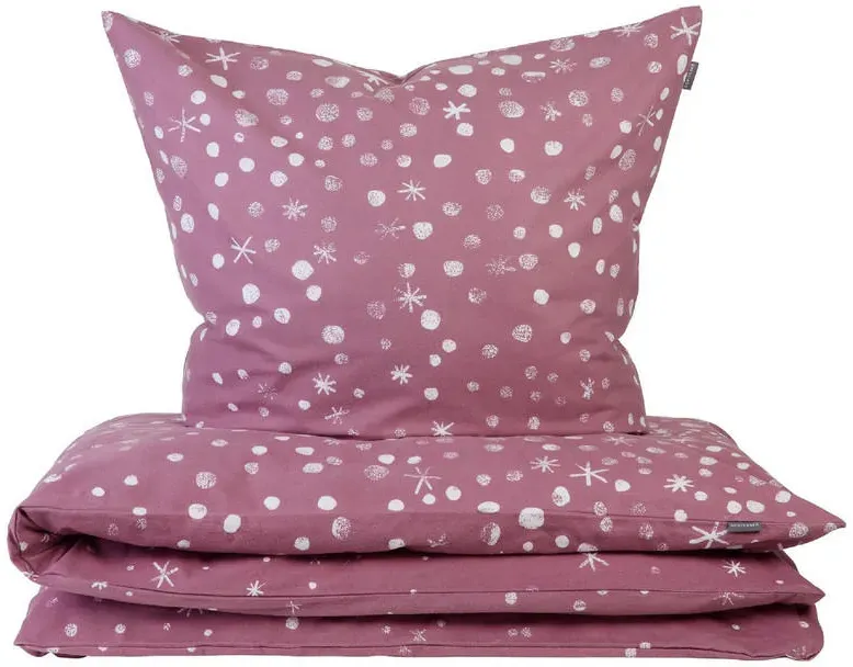Runa Winter-Print Baumwolle Rosa 135 x 200 cm + 80 x 80 cm