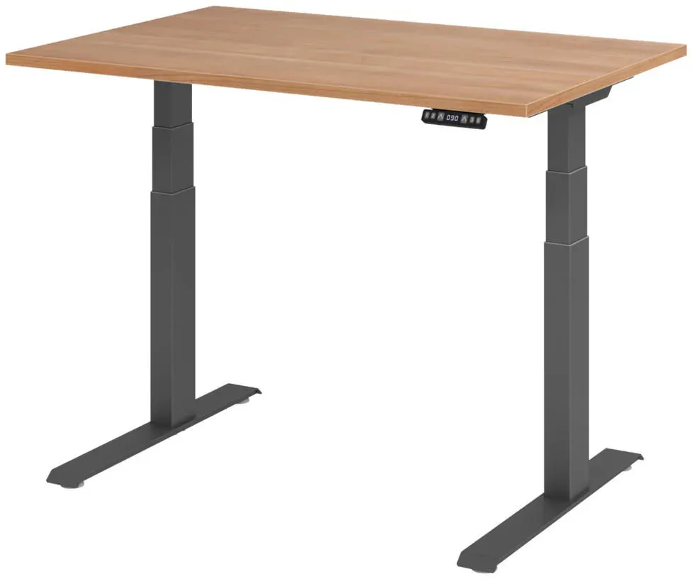 Schreibtisch elektrisch Nussbaum / Graphit