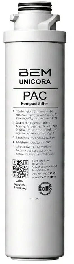 PAC Weiß Wasserfilterpatrone