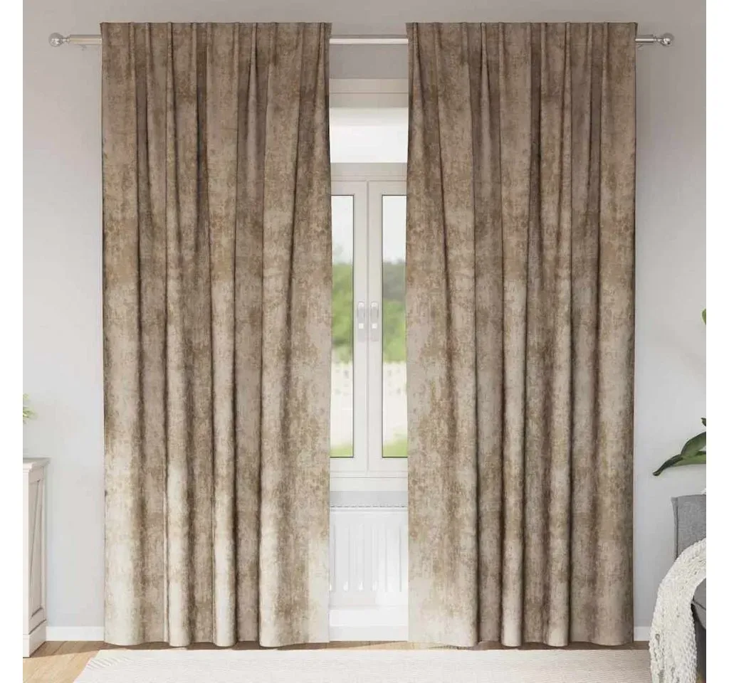 Samtvorhang Ösen 140 x 245 cm Beige 2 St.