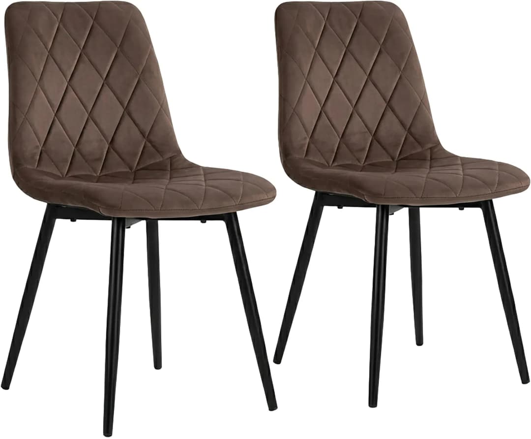 Esszimmerstuhl Samt Braun/Schwarz 2er Set