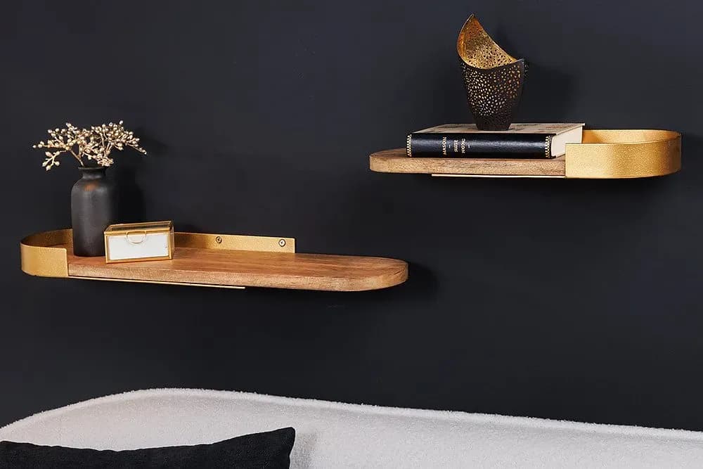 Wandregal 60 cm 2-tlg. gold/braun