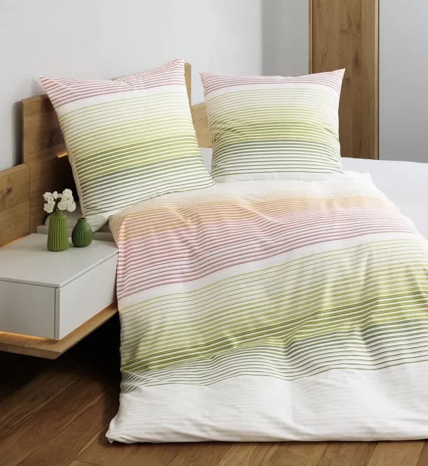 J. D. 87113 gestreift Mako-Satin bunt 200 x 200 cm + 2 x 80 x 80 cm