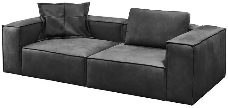 Couch Leder 3-Sitzer Grau