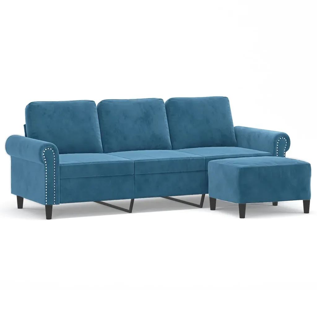 Couch Samt 3-Sitzer Blau
