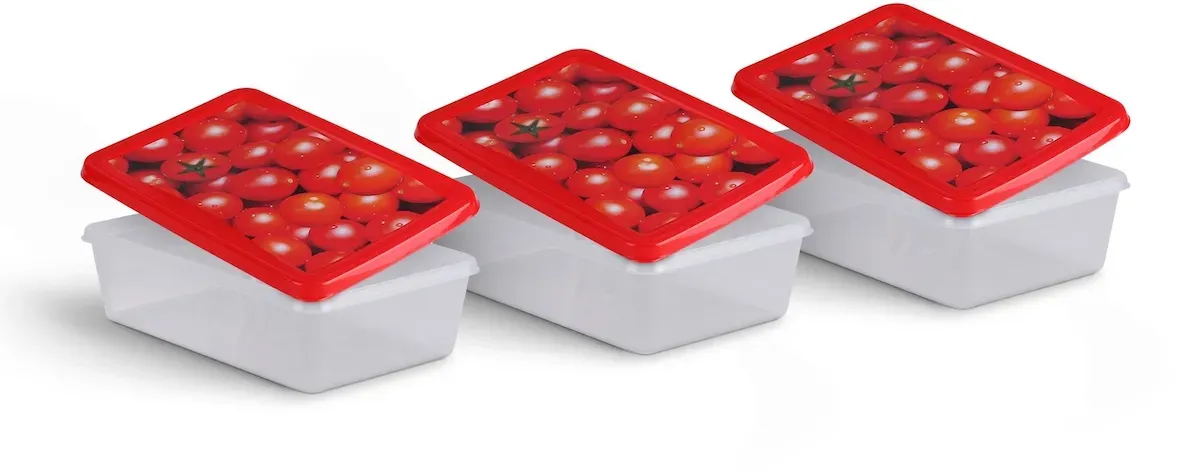 Frischhaltedose rot 20 x 13 cm 1,25 l 3-teiliges Set