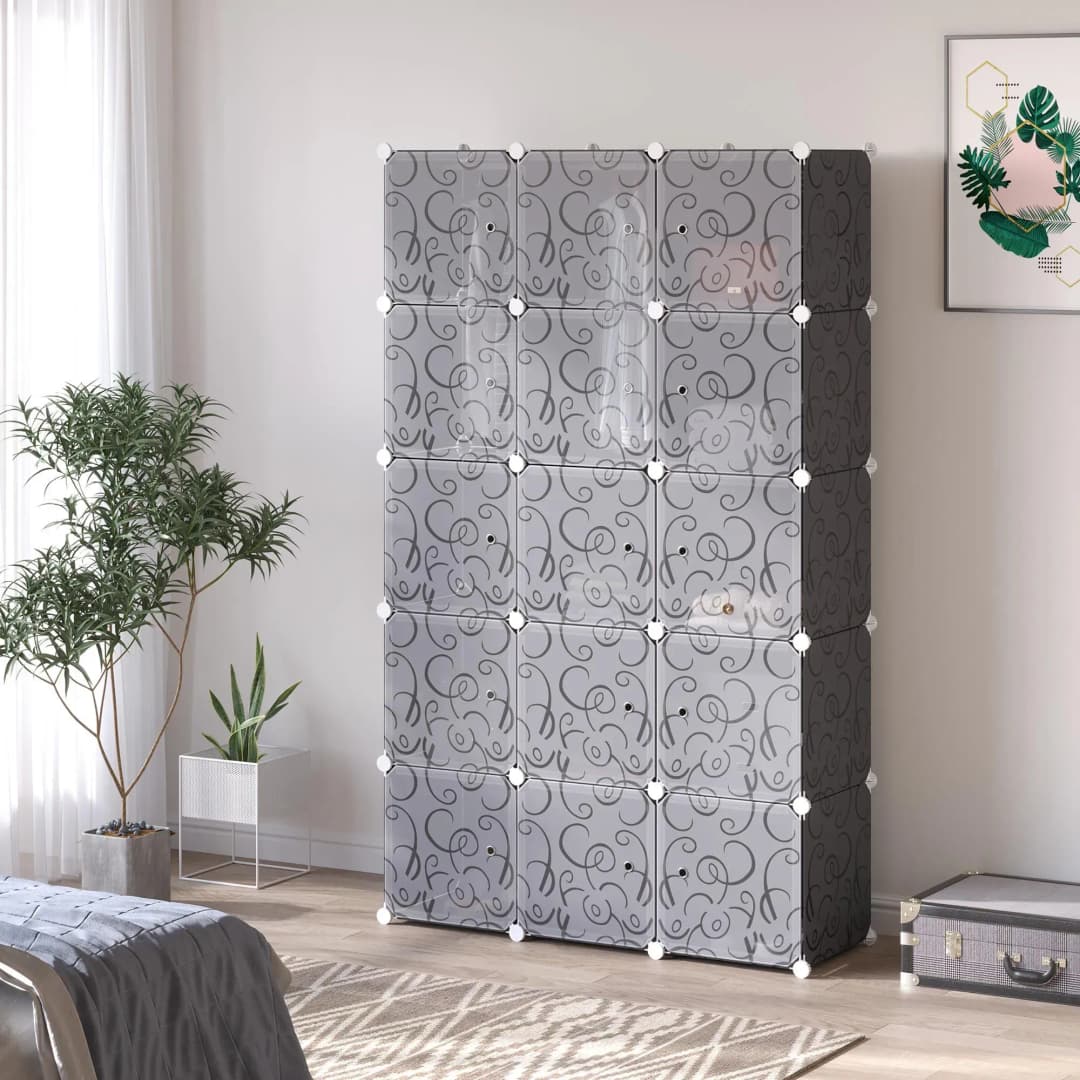 DIY Kleiderschrank Regalsystem 111 x 47 x 183 cm Schwarz