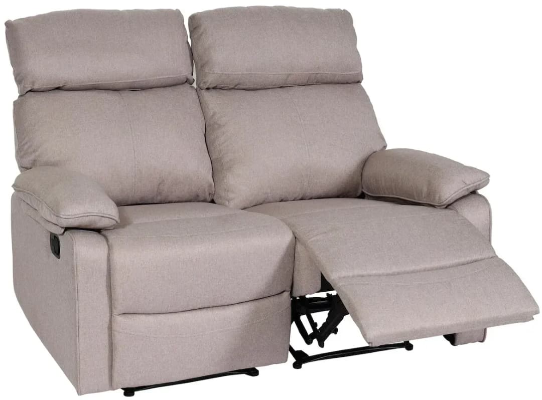 2er Kinosessel HWC-L93 Stoff/Textil 134 x 105 x 0 cm grau-braun mit Liegefunktion