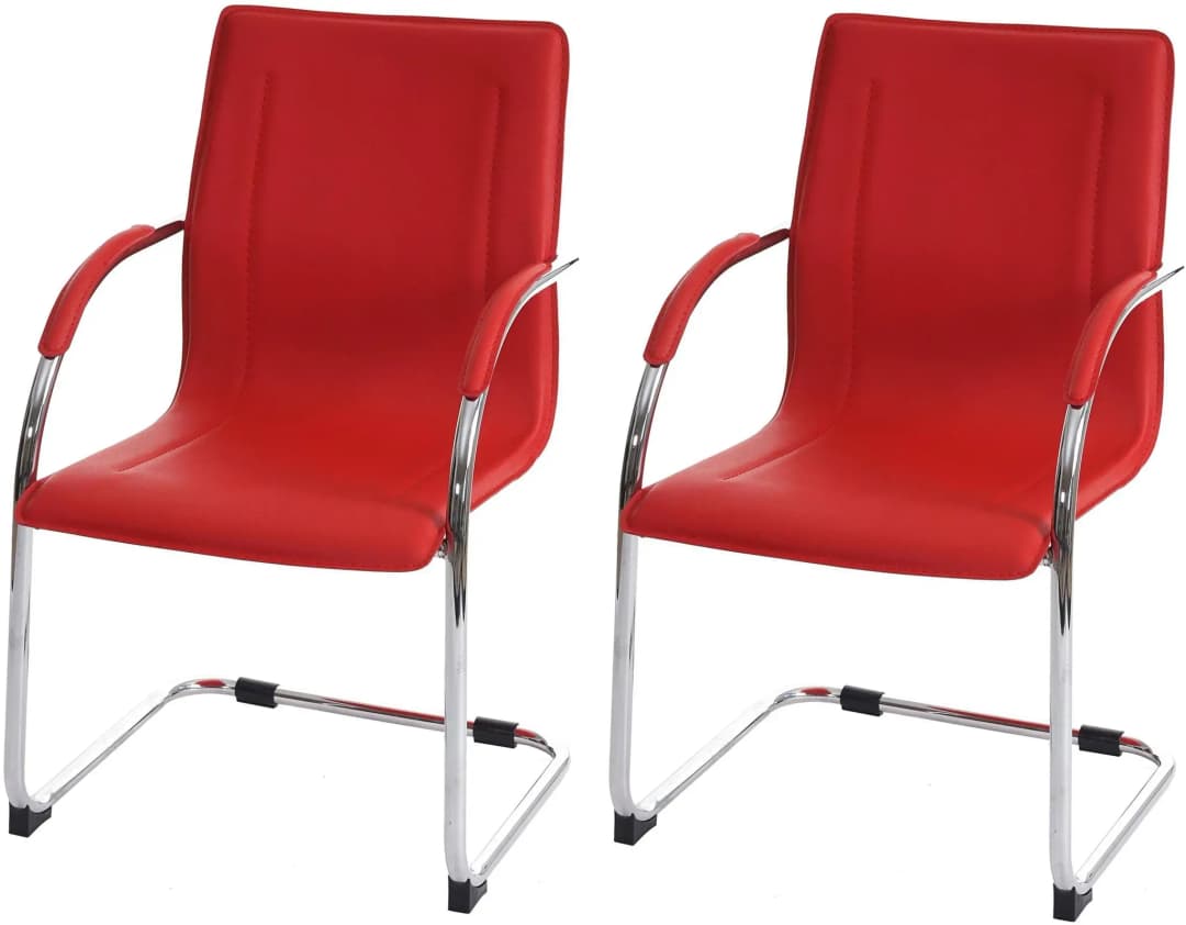 Konferenzstuhl Perm Kunstleder rot 2er Set