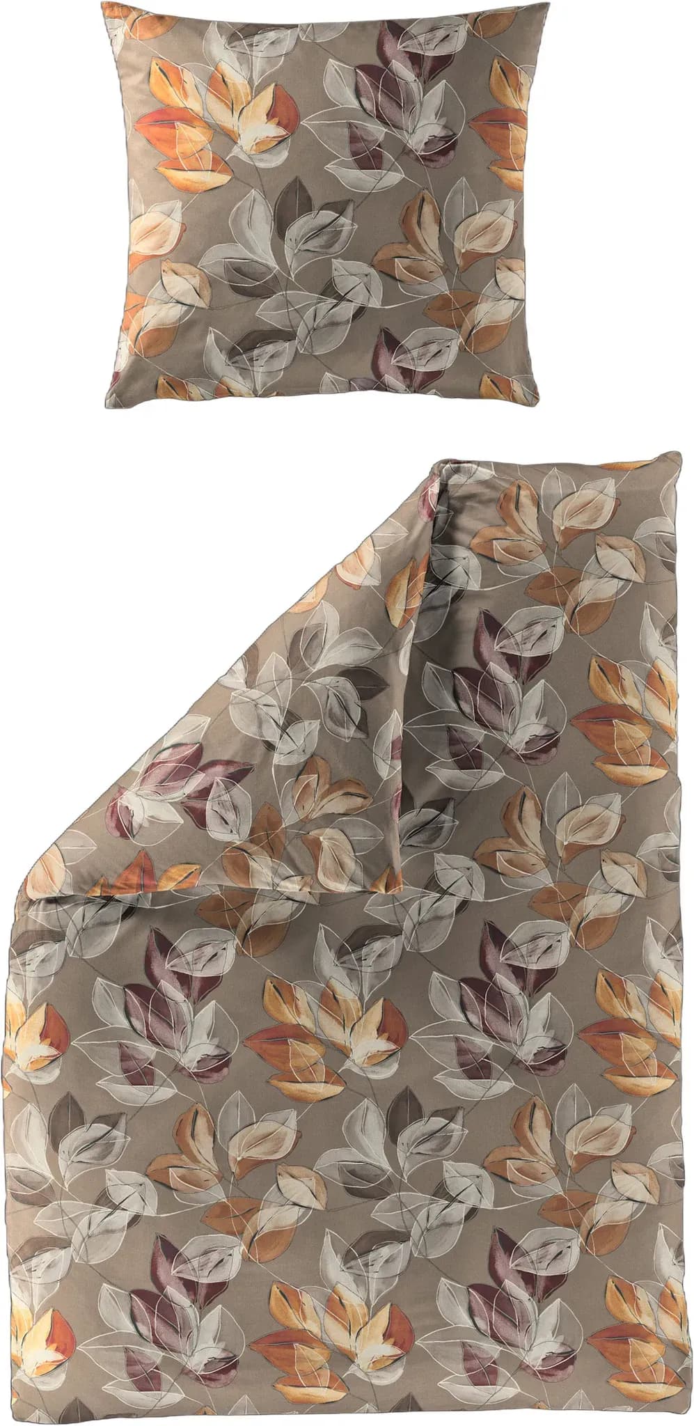 4136 Blätter Baumwolle Braun 135 x 200 cm + 2 x 80 x 80 cm