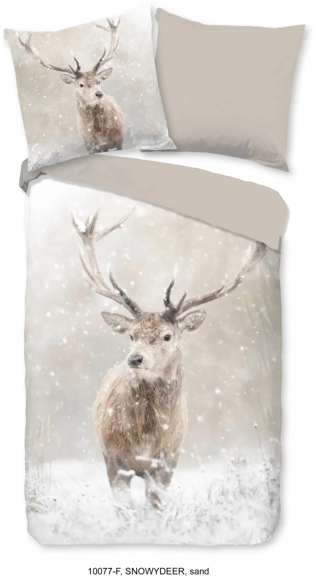 Snowydeer Wendebettwäsche Flanell Beige 155 x 220 cm + 2 x 80 x 80 cm