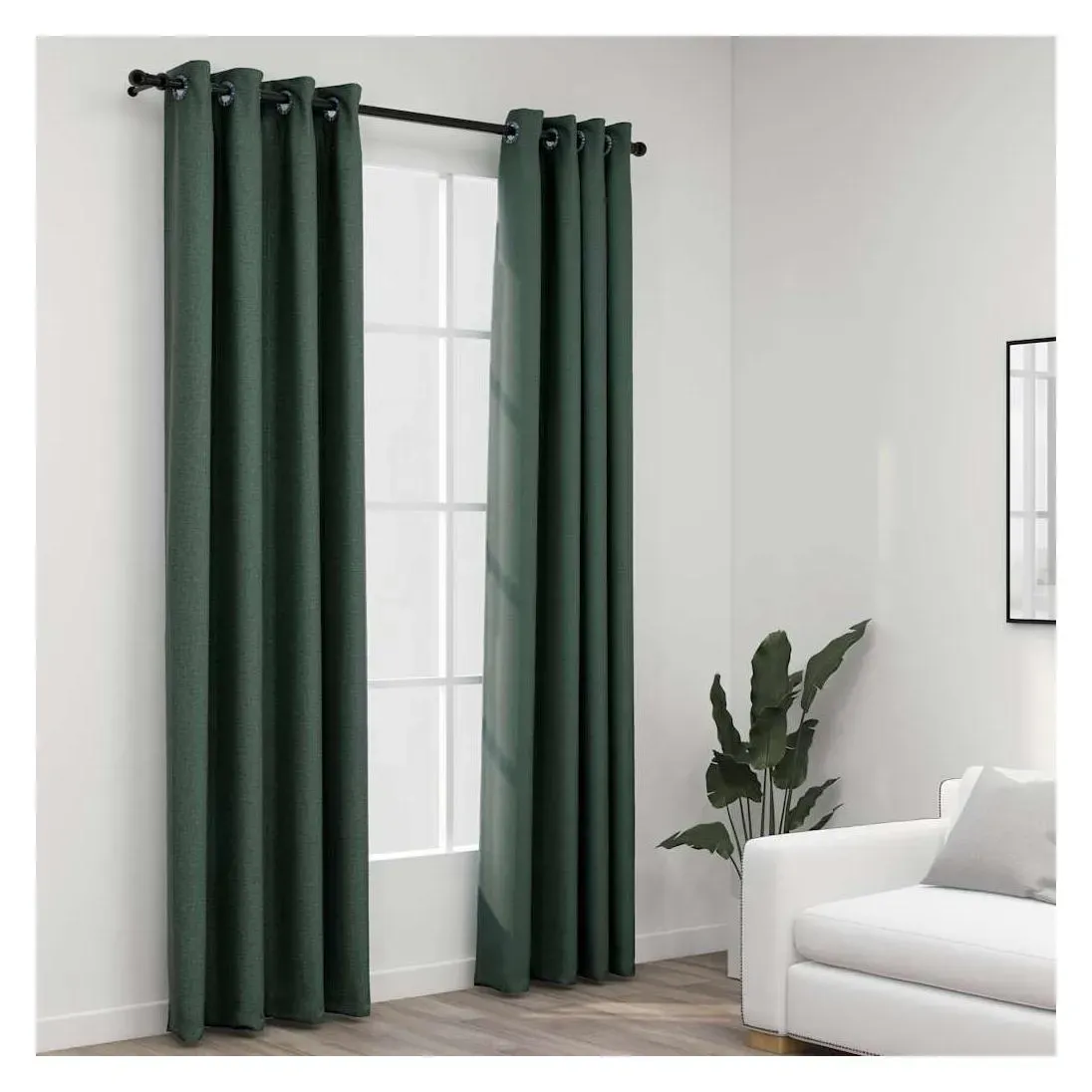 Verdunkelungsvorhang Ösen 140 x 245 cm grün 2 St. Leinenoptik
