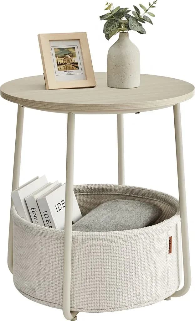 Beistelltisch rund Cremeweiß Spanplatte 45 x 45 x 51 cm