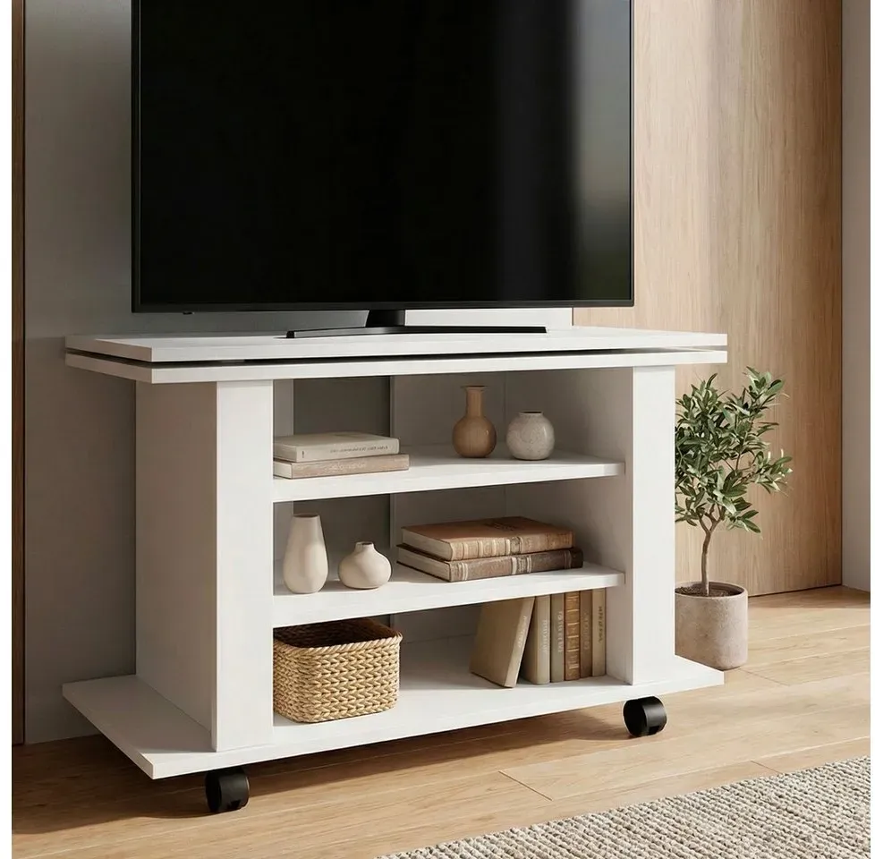 TV Lowboard 78 cm Weiß Holz/Kunststoff/Spanplatte
