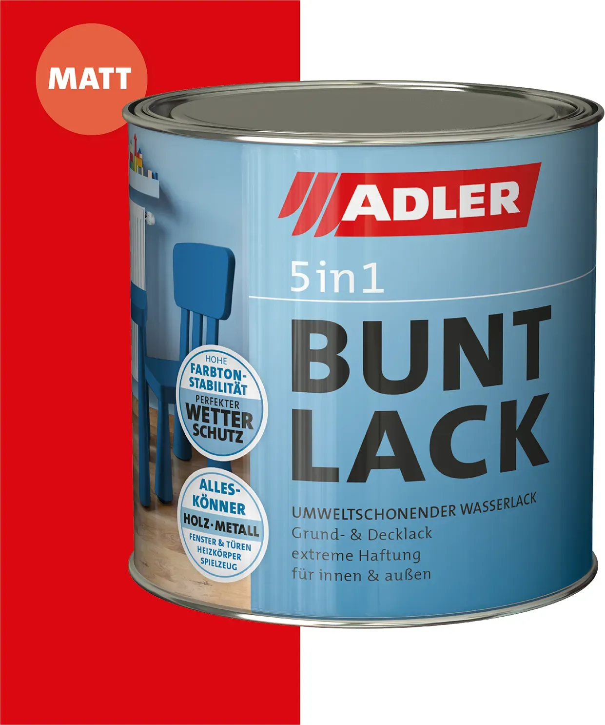 Buntlack Verkehrsrot 0,375 l