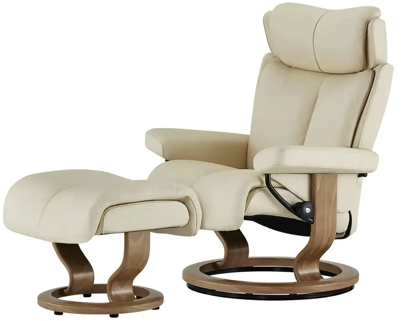 Relaxsessel Magic S Leder 77 x 108 x 76 cm creme mit Hocker
