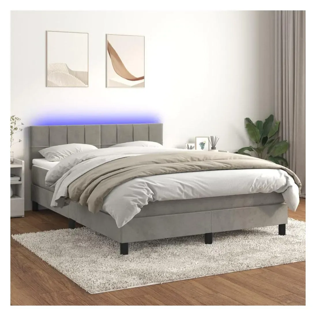 Boxspringbett 140 x 200 cm Hellgrau