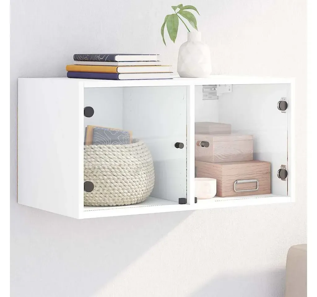 Wandschrank mit Glastüren 68,5 x 37 x 35 cm Weiß