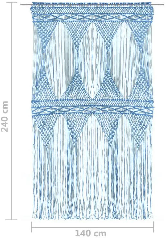Makramee Vorhang Ösen 140 x 240 cm Blau
