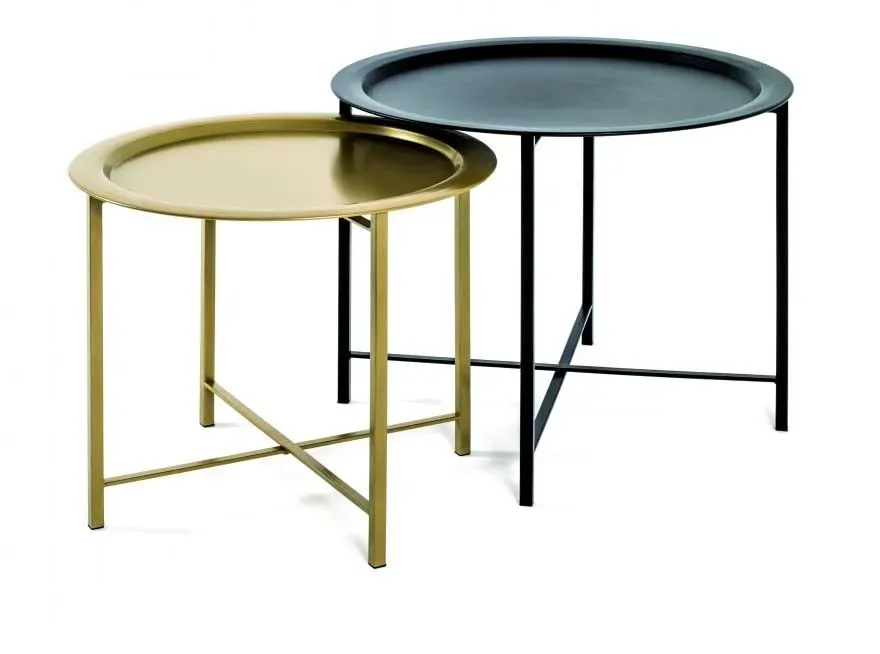 HAKU Möbel Couchtische-Set rund Metall schwarz, 1 Set
