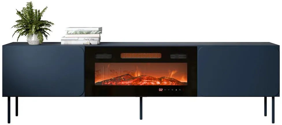 Rafael TV-Lowboard 200x40x58 cm Blau/Metall